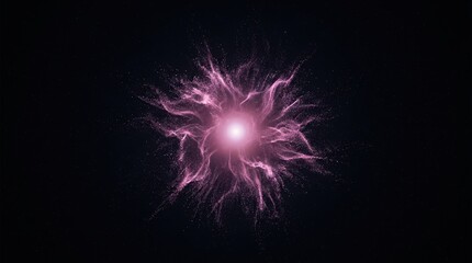 Fototapeta premium Abstract pink energy explosion in deep space. Vibrant cosmic nebula burst with bright central light. Supernova and celestial power concept