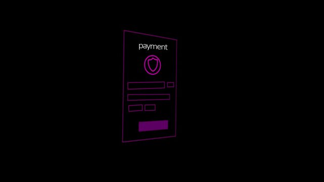 Digital payment form interface with fields and buttons a minimalist neon pink wireframe design of an online checkout
