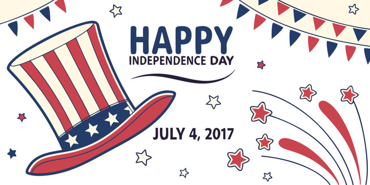 Happy independence day illustration with uncle sam hat