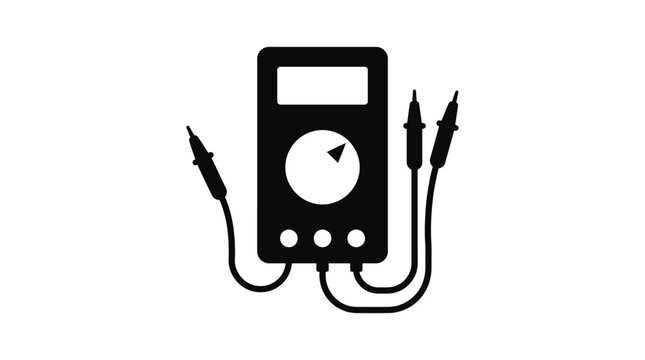 Digital Multimeter With Probes Black Silhouette tester