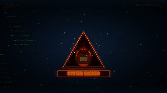  Security Alert System Hacked Warning Screen with Dark Web Hacker Icon