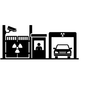 Nuclear site vehicle entrance checkpoint with security gates entrance security