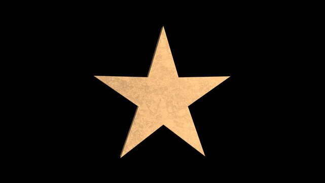 3d shiny golden star 4k animation video with alpha channel, golden star icon on a transparent background with elegant metallic design for holiday decoration