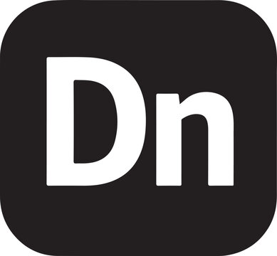 Adobe Dimension application icon in black silhouette, vector symbol for 3D design and modeling tools.
