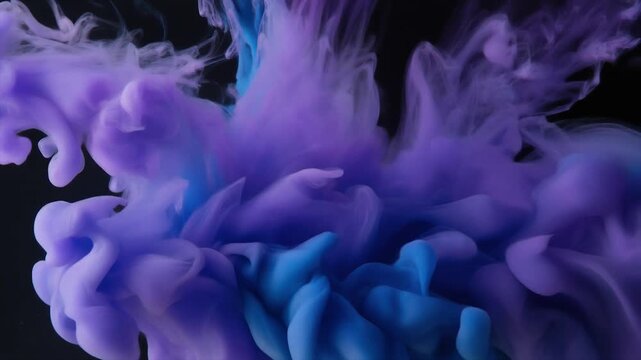 Violet and navy cosmic fog blending through deep black space creating smooth atmospheric motion