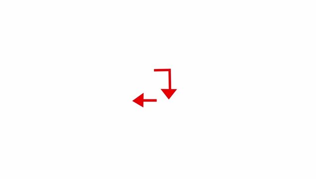 Dual red arrows pointing in opposite directions on white background two distinct in isolated on a minimalist surface, indicating choice
