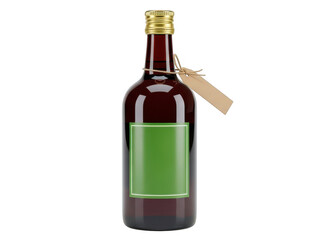 Obraz premium Wine bottle with green label and golden crown