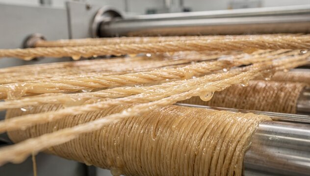 Waxed packaging twine production highlighting the glossy texture and smooth finish ideal for durable and moistureresistant household tying needs.