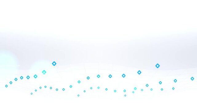 Abstract blue diamond shapes forming a wave pattern on a light background.