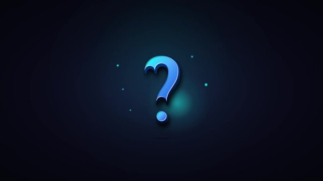 Glowing blue question mark pulsing on dark background, for faq and, problem solving concepts