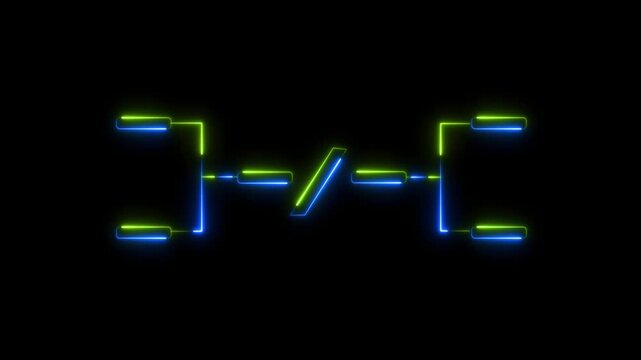 Neon digital tournament bracket with pulsing glow effect