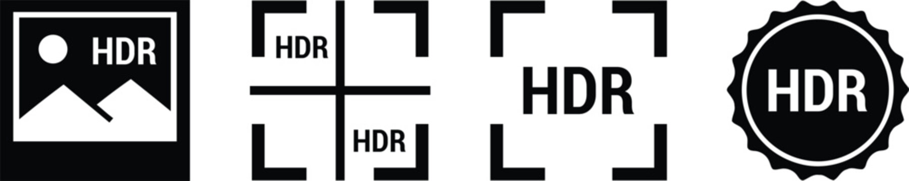 Hdr high dynamic range icons for camera settings and photography interface design