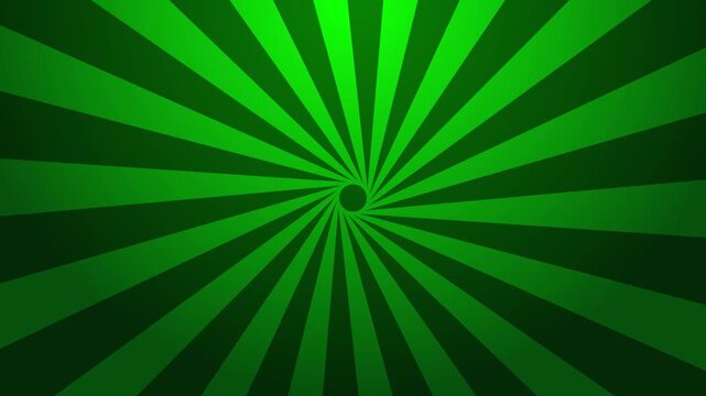 Green sunburst pattern with rotating central vortex, hypnotic abstract motion video