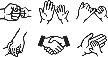 Fototapeta premium Hand Gesture and Partnership Icons Set