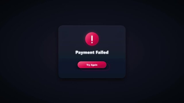 Payment failed notification ui animation with try again button for e-commerce and fintech apps