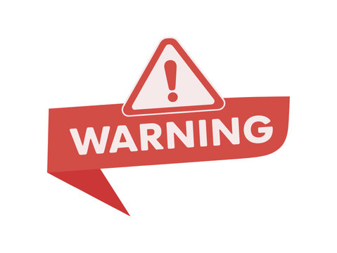 Warning Sign and Exclamation Mark: A red warning ribbon with an exclamation mark in a triangle shape symbolizes a caution. danger alert, attention sign, alert icon, notice symbol.