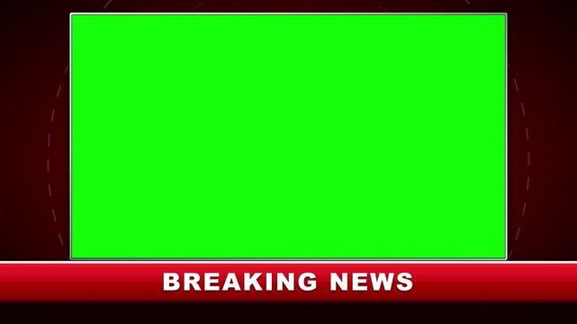 Breaking news broadcast template with green screen overlay and red lower third chroma key