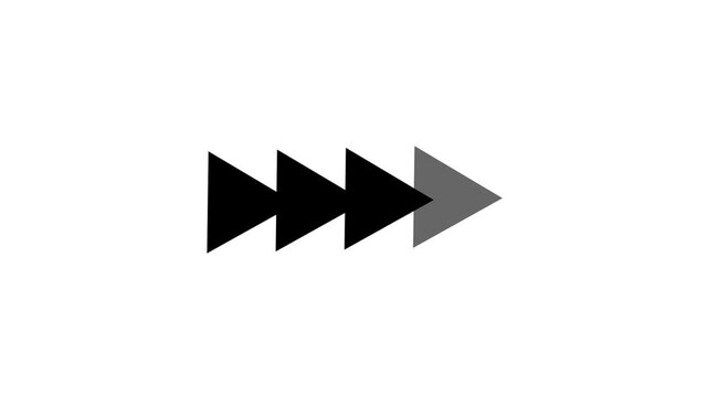 Arrow sign. black right arrow pointer icon. arrow video on a white background.abstract arrow icon loading animation on white background.