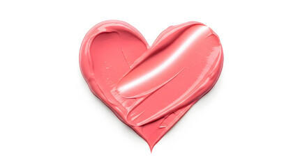 Fototapeta premium Heart shape made of pink lipstick or cosmetic cream smear