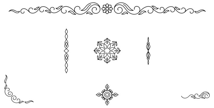 Minimal Islamic Arabesque Divider Vector Set with Clean Geometric Line Art