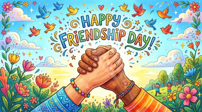 Happy hands holding friendship celebration