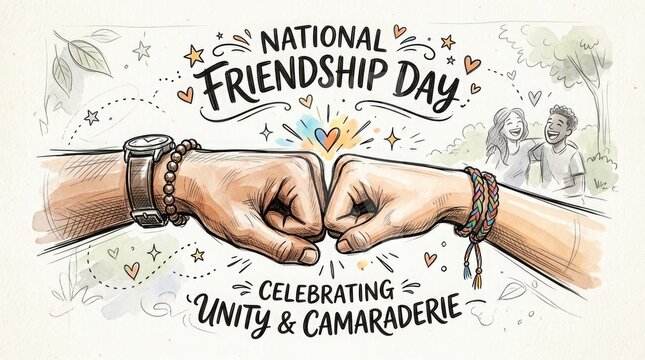 Hands bumping fists celebrating national friendship day