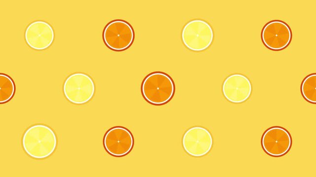 Bright Summer Citrus Fruit Geometric Pattern Motion