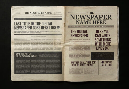 Newspaper Old Paper Cover and Back Open Mockup (Editable Content)