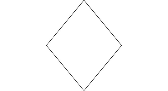 Single large diamond shape outlined in thin dark lines centered on a vast pristine bright backdrop space for modern artistic expression.