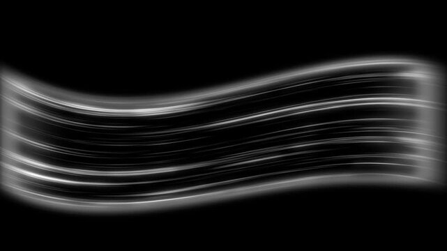 Freezing wind waves air blowing effect with white rays, creating windy light effects, cold air flow from air conditioner concept, abstract directional optical fiber neon lines on black background