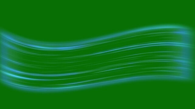 Isolated air light effect with blue rays, creating windy light effects, cold air flow from conditioner effect, fresh cold air blowing and freezing wind waves animation on green screen, loop 4K