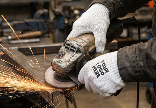 Protective Gloves at Work Logo Text Mockup