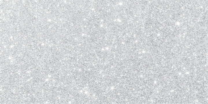 A shimmering backdrop of fine silver glitter sparkles with a festive, celebratory luminescence, creating a dazzling abstract texture.
