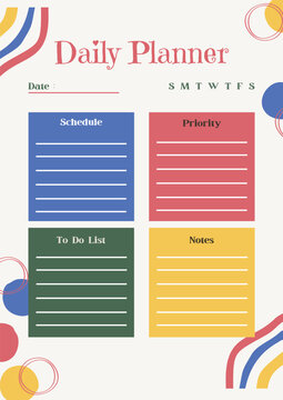 Gray Colorful Playful Daily Planner .eps