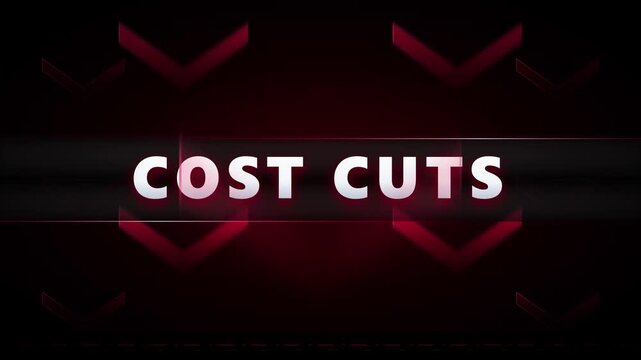 Cost cuts business concept motion with red arrows and typography finance savings