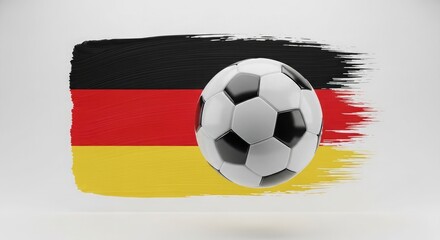 Naklejka premium Football championship germany representation soccer ball with brushstroke flag isolated on transparent background