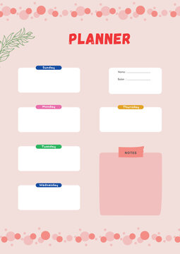 Green and Pink Organic Hand-drawn Personal Planner.eps