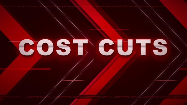 Cost cuts motion with red abstract arrows for business financial presentations finance