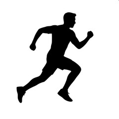 Obraz premium Running athlete flat black and white vector icon