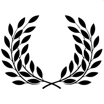 Laurel wreath flat black and white vector icon