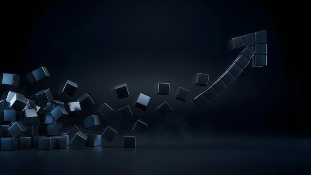 Matte black blocks forming a chevron arrow - Suitable for warehouse automation, cargo sorting, or system upgrade.