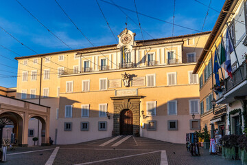 Obraz premium View of the Apostolic Palace in Piazza della Libertà, Castel Gandolfo, Italy