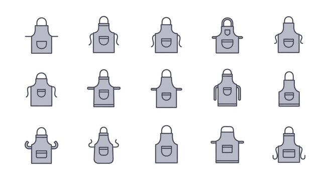 Apron icon set collection of simple vector illustrations for design