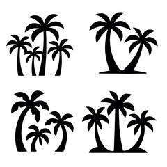 Fototapeta premium Silhouette palm tree icons collection vector