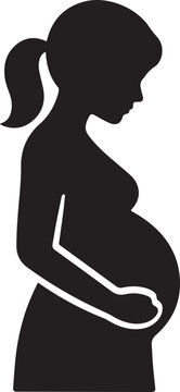 Pregnant woman silhouette isolated on white background