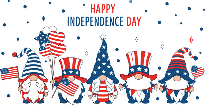 Happy independence day gnomes isolated on transparent background