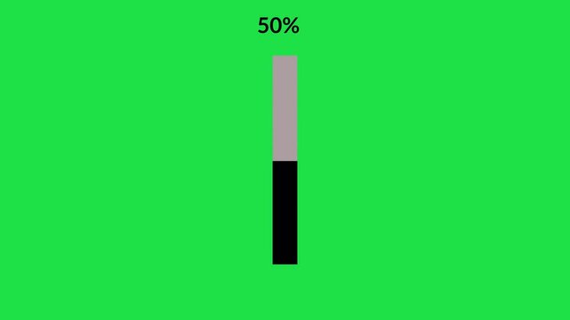 Animated vertical progress meter with percentage indicator isolated on green background for interface and dashboard design