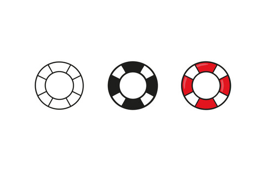 In financial security planning identical life buoy rescue ring icons arranged evenly from left to right, each ring sharing the