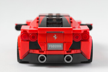 Naklejka premium Lego car Ferrari F8 Tributo rear view