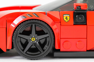 Naklejka premium Lego Ferrari wheel side close-up